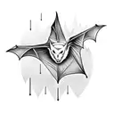 Bat wings morphing into musical notes, representing a love for music and gothic aesthetics tattoo design idea