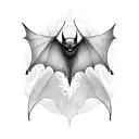 Bat wings morphing into musical notes, representing a love for music and gothic aesthetics tattoo design idea