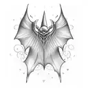 Bat wings morphing into musical notes, representing a love for music and gothic aesthetics tattoo design idea