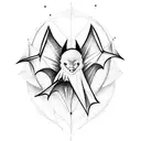 Bat wings morphing into musical notes, representing a love for music and gothic aesthetics tattoo design idea