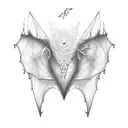 Bat wings morphing into musical notes, representing a love for music and gothic aesthetics tattoo design idea