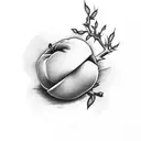 peach on a branch with blossoms tattoo design idea