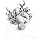 peach on a branch with blossoms tattoo design idea