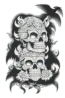 Aztec three skulls one for young old and death. tred generaciones three generations  tattoo design idea