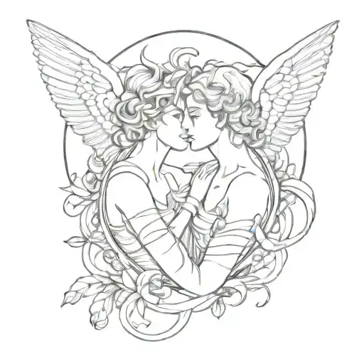 eros & psyche tattoo design idea
