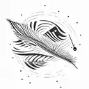 Bird feather with the name Nancy as morse code in the feather branch tattoo design idea