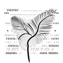 Bird feather with the name Nancy as morse code in the feather branch tattoo design idea
