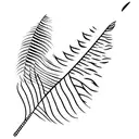 Bird feather with the name Nancy as morse code in the feather branch tattoo design idea