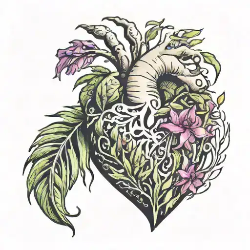 heart with fireweed growing from it the path of life tattoo design idea