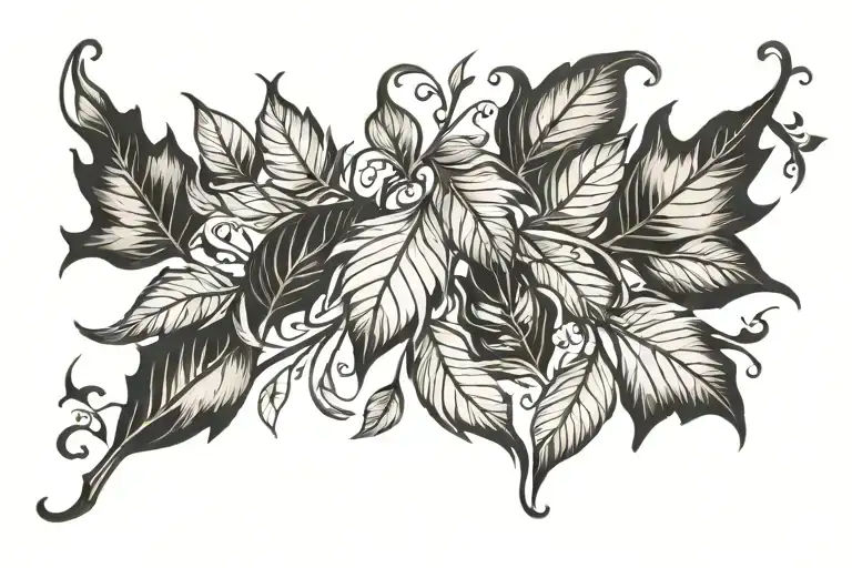 fall leaves intertwined tattoo design idea