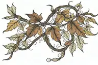 fall leaves intertwined tattoo design idea