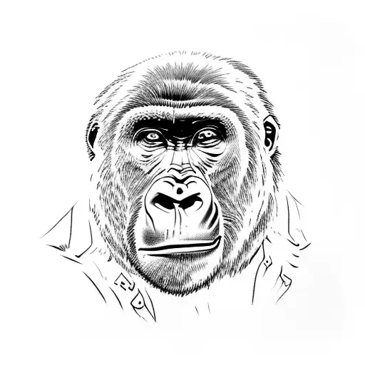 Gorilla aggression stencil tattoo design idea