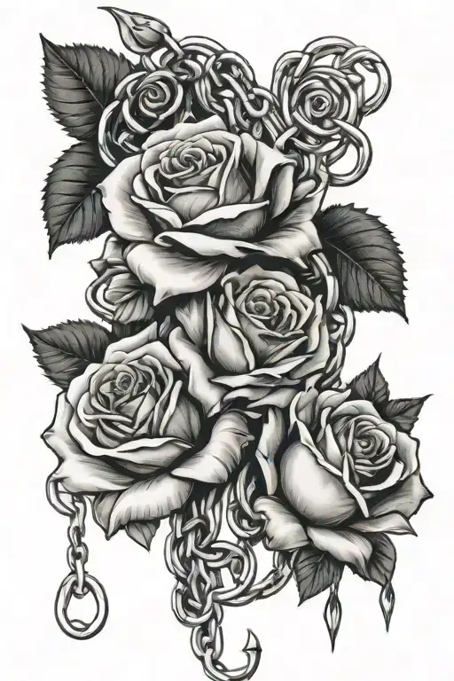 roses and broken chains tattoo design idea