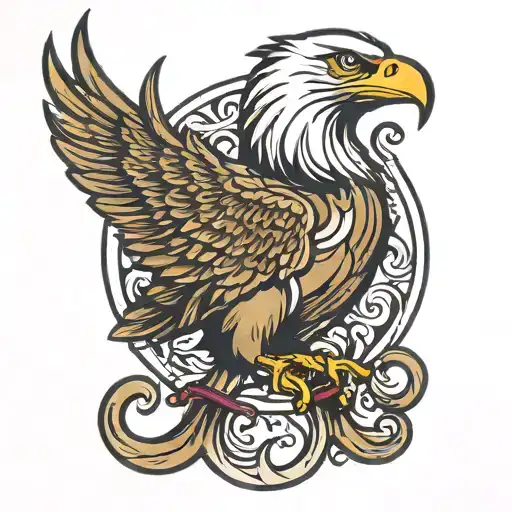 eagle mountain fishing hook tattoo design idea