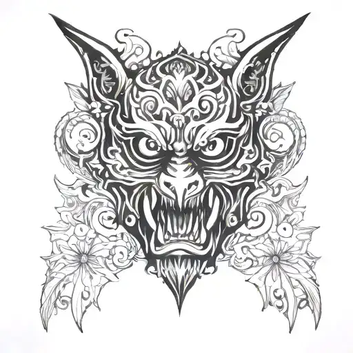barong bat  tattoo design idea