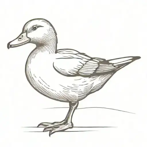 duck holding knife in beak tattoo design idea