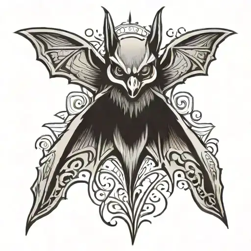 bat indigenous art tattoo design idea