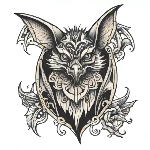 bat indigenous art tattoo design idea