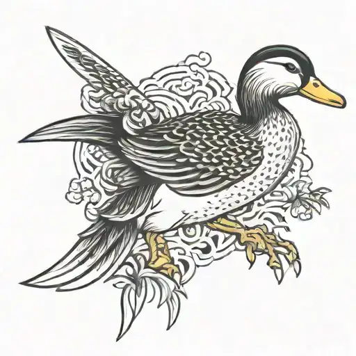duck with a knife tattoo design idea