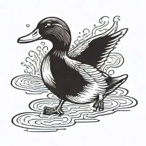 duck hiding knife behind its back tattoo design idea