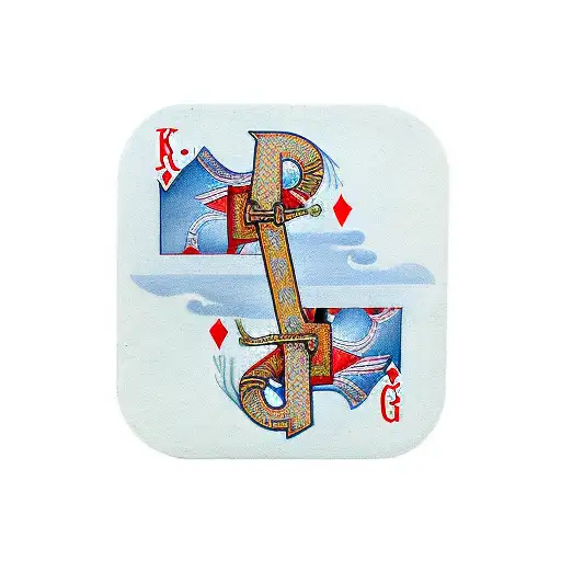 playing card with the letter k and g in it tattoo design idea