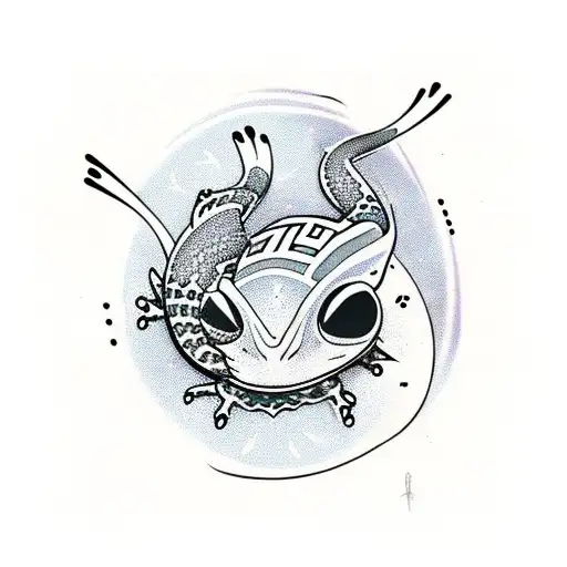 black only traditional polynesian style  gecko with text ohana tattoo design idea