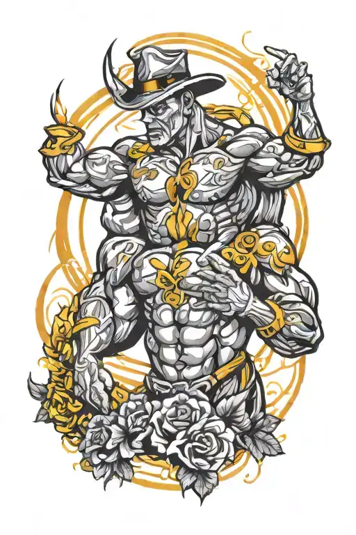 electro and bodybuilding motivation tattoo design idea