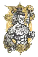 electro and bodybuilding motivation tattoo design idea