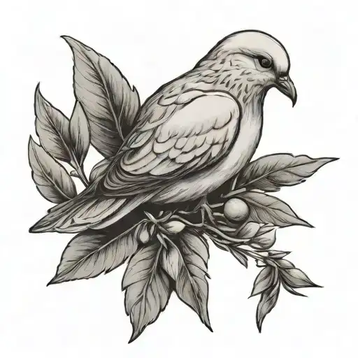 dove holding olive branch tattoo design idea