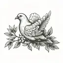 white dove holding olive branch tattoo design idea