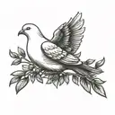 white dove holding olive branch tattoo design idea