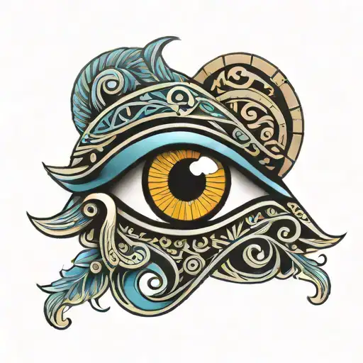 egyptian eye with letter IJV tattoo design idea