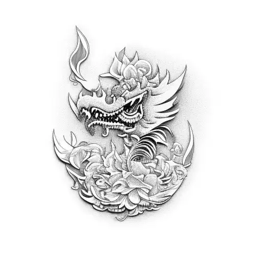 dragão oriental sem flores tattoo design idea