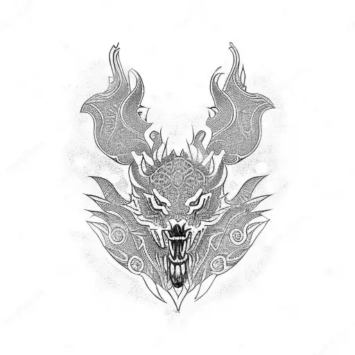 dragão oriental com fundo sem flores tattoo design idea