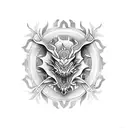 dragão oriental sem flores tattoo design idea