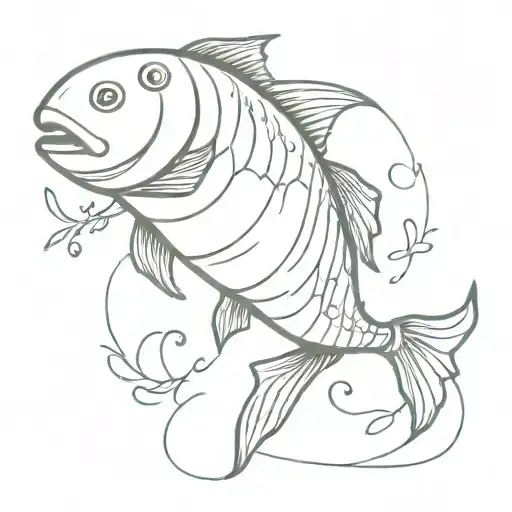 carp fish with a joint with weed tattoo design idea