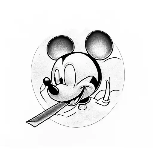 Mickey Mouse with knife  tattoo design idea
