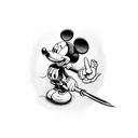 Mickey Mouse with knife  tattoo design idea