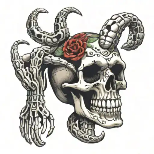 hand skeleton  snake tattoo design idea