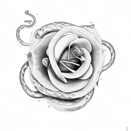 snake and rose  tattoo design idea