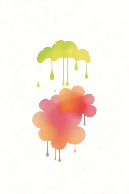2 flowers rainbow cloud sun rain drops falling tattoo design idea