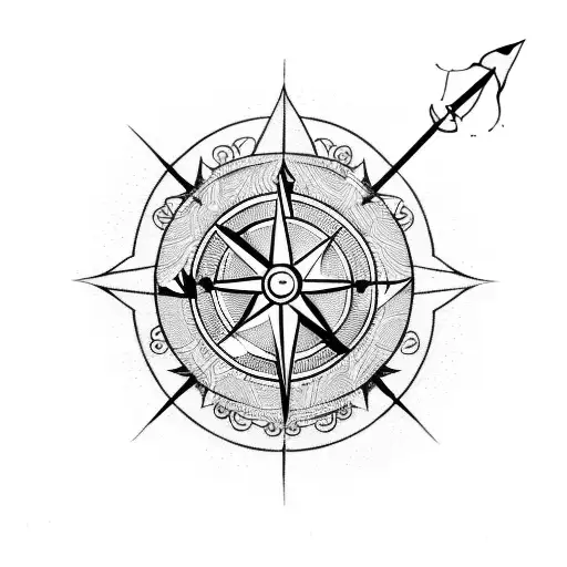 arrow with compass tattoo design idea