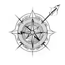 arrow with compass tattoo design idea
