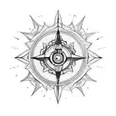 Indian arrow with compass in the middle tattoo design idea