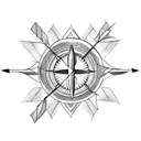 Indian arrow with compass in the middle tattoo design idea