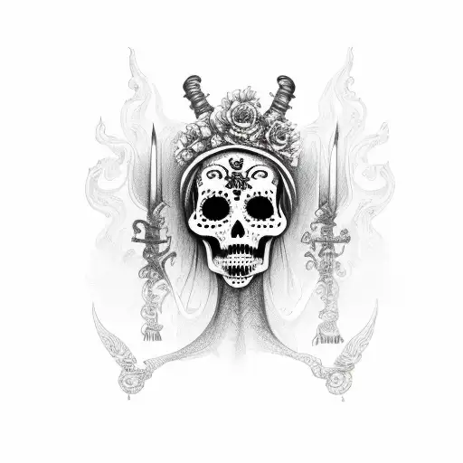 san la muerte con guadaña tattoo design idea