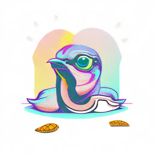  color Flicker Bird Holding Sage with mushrooms and a banner that says Michah James tattoo design idea