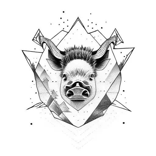 Boar riding a mountain bike tattoo design idea