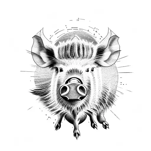 Boar riding a mtb tattoo design idea