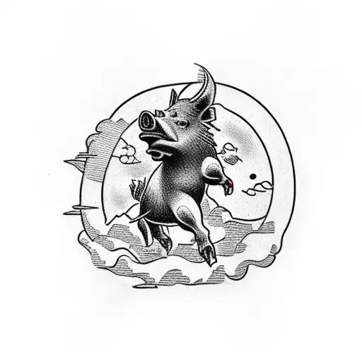 Boar riding a mtb tattoo design idea